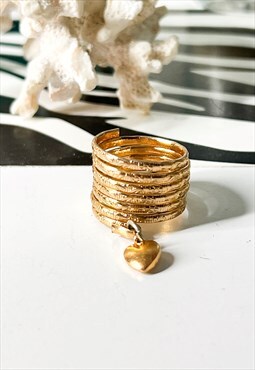 1960's Gold Stacked Wrap Charm Ring