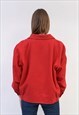 VINTAGE WOMEN'S M RED WOOL BOMBER JACKET DOUBLE BREASTED