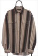 Vintage Bygen Striped Beige Corduroy Shirt Mens