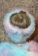 FAUX FUR HEADBAND LUXURY FLEECE HEAD COVER IN PASTEL PINK