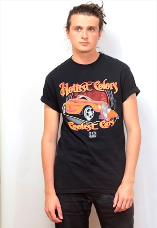 VINTAGE BLACK GRAPHIC 'COOLEST CARS' PRINT T-SHIRT