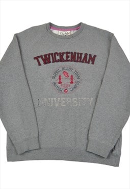 Vintage Twickenham University Sweatshirt Grey Medium