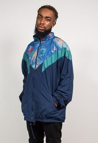 90'S VINTAGE BLUE ABSTRACT PATTERN TRACKSUIT JACKET
