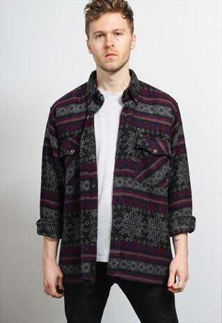 VINTAGE AZTEC PATTERNED SHIRT
