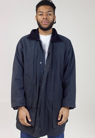 VINTAGE 90S NAVY LONG CANVAS JACKET