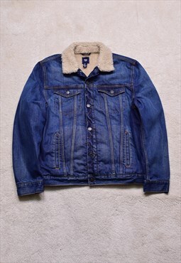 Vintage Gap Blue Denim Sherpa Lined Jacket 