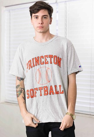 VINTAGE CHAMPION PRINCETON SOFTBALL T-SHIRT LOGO 90S X 8.4