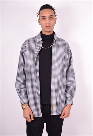 TIMBERLAND MENS VINTAGE SHIRT LARGE GREY CHECK 90'S