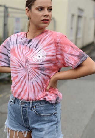 VINTAGE FESTIVAL TIE DYE T-SHIRT WITH GRAPHIC LOGO