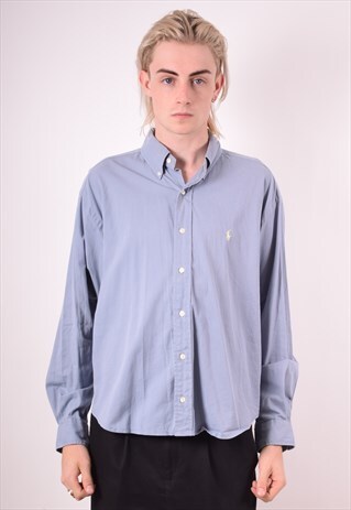 RALPH LAUREN MENS VINTAGE SHIRT LARGE BLUE 90S