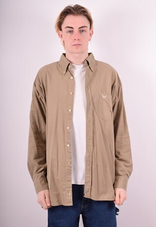 AVIREX MENS VINTAGE SHIRT LARGE KHAKI 90S