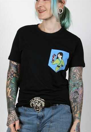 DISNEY MULAN CARTOON ORGANIC COTTON POCKET TSHIRT