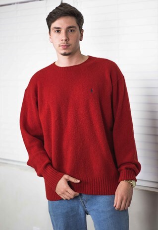 VINTAGE POLO RALPH LAUREN SWEATER JUMPER LOGO 90S XL 12.4