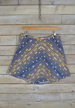 Vintage Striped A-Line Mini Skirt Navy Blue W32 BR2143