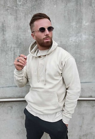 SIGNATURE LOGO HOODIE IN SAND