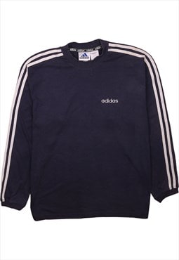 Vintage 90's Adidas Sweatshirt Striped Sleeves Crew Neck