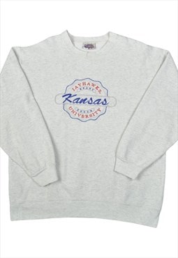 Vintage Jayhawks Kansas University Sweater Grey Medium