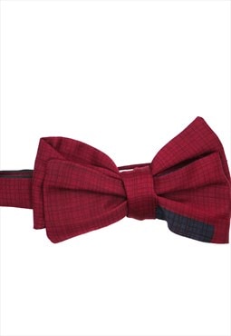 Red Satin Reworked Vintage Fabric Bow Tie