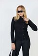 Vintage 00s Subversive Basic Button Up Crossed Cardigan