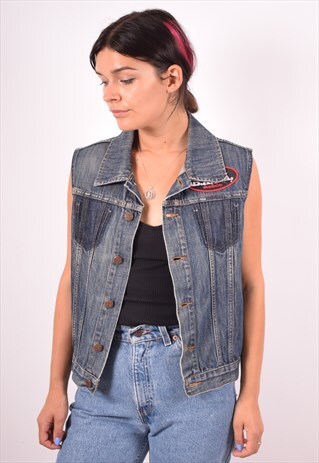 WRANGLER WOMENS VINTAGE DENIM GILET MEDIUM BLUE 90S