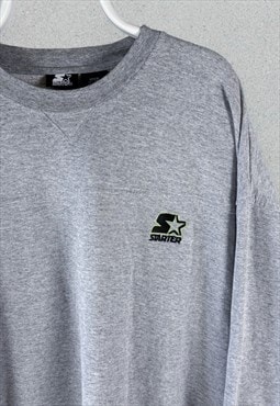 Vintage Starter Grey Sweatshirt Embroidered Logo Mens 3XL