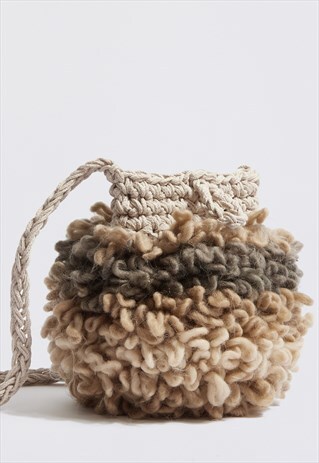 ELISE BOUCLE PHONE POUCH BEIGE