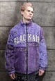 PAISLEY FLEECE JACKET BANDANA BOMBER RETRO JACKET IN PURPLE