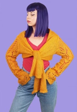 COMMA Knit Crop Bolero Cardigan in Orange - New