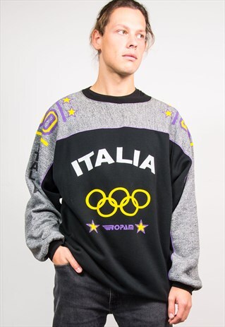 90'S VINTAGE ITALIA OLYMPICS BLACK PEPPERFLECK SWEATSHIRT