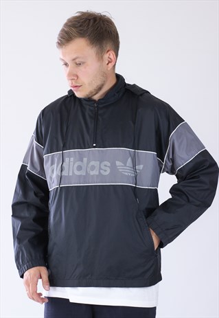 VINTAGE MENS ADIDAS ORIGINALS HALF ZIP ANORAK JACKET