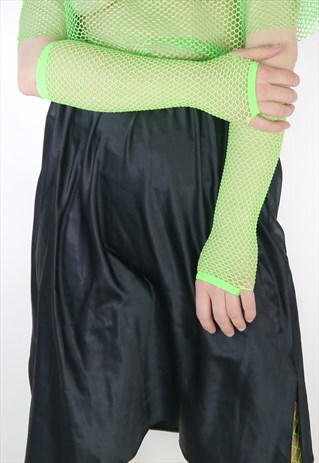 DEADSTOCK NEON GREEN FISHNET FINGERLESS GLOVES