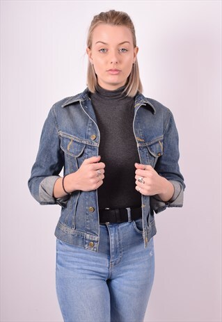 LEE WOMENS VINTAGE DENIM JACKET MEDIUM BLUE 90S