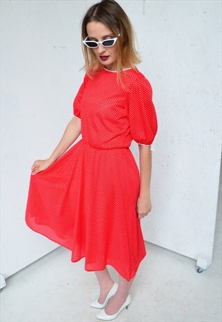 DRESS 80'S VINTAGE RED DRESS