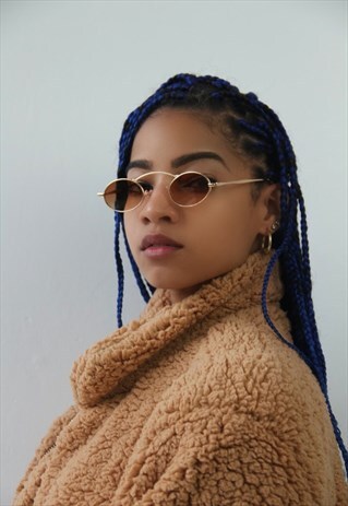 90'S BROWN ROUND LENS GLASSES