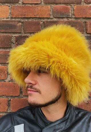 Yellow Fur Bucket Hat