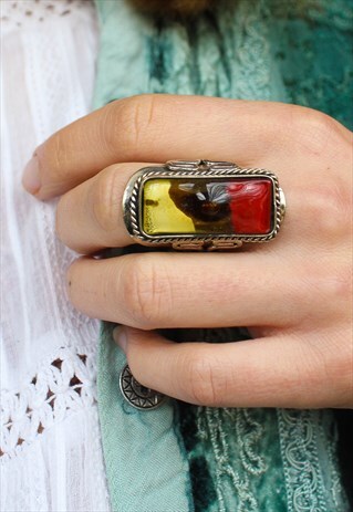 ADJUSTABLE CARNELIAN GLASS RING