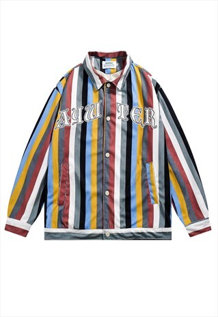 STRIPY CORDUROY JACKET UNUSUAL RAINBOW BOMBER IN MULTI