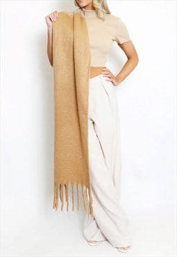 Knitted Dual Tone Scarf In Beige