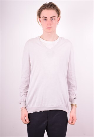 YVES SAINT LAURENT MENS VINTAGE JUMPER SWEATER XL GREY 90S