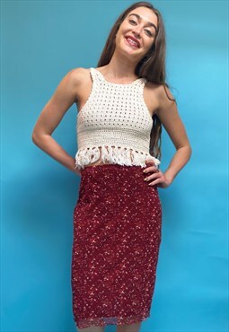Vintage Y2K Mesh Floral Skirt