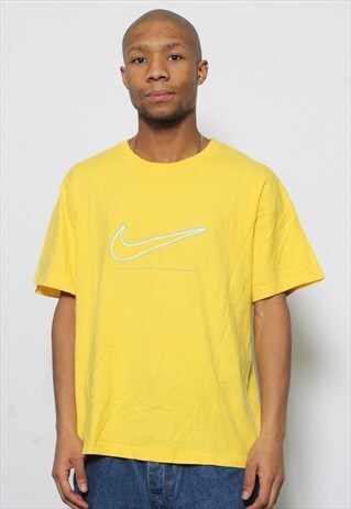 VINTAGE NIKE BIG LOGO T-SHIRT YELLOW
