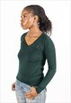 VINTAGE RALPH LAUREN V NECK JUMPER WOMEN'S FOREST GREEN