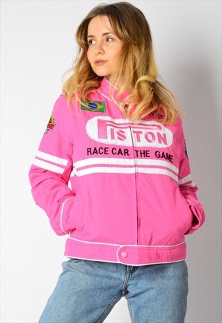 VINTAGE 90S PINK RACING BRAZIL EMBROIDERED JACKET