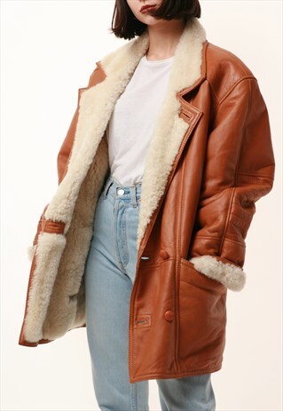 80S VINTAGE SUEDE SHERPA AVIATOR BOMBER JACKET 1185