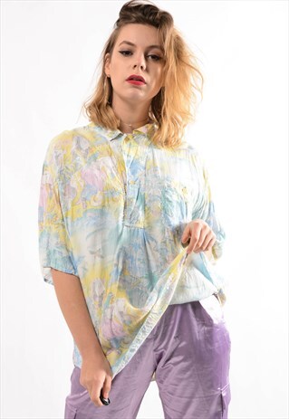VINTAGE ABSTRACT PASTEL PATTERN PULLOVER SHIRT