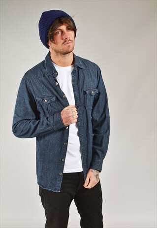 VINTAGE DENIM SHIRT DARK BLUE