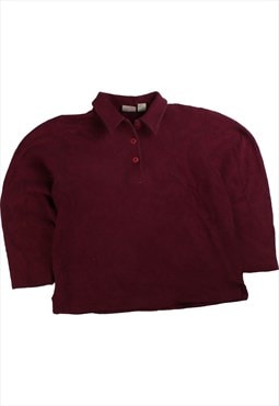 L.L.Bean  Quarter Button Sweatshirt Small Burgundy Red