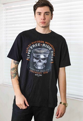 VINTAGE HARLEY-DAVIDSON T-SHIRT LOGO 90S L 8.6