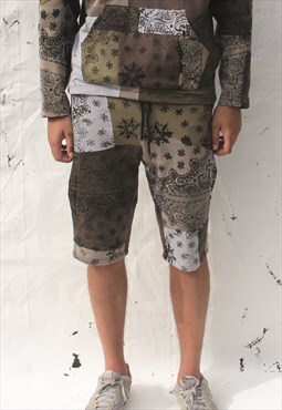 Camo Repurposed Bandana Shorts