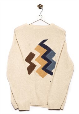 Danilo Sweater Knitted Abstract Geometric Pattern Beige/Blue
